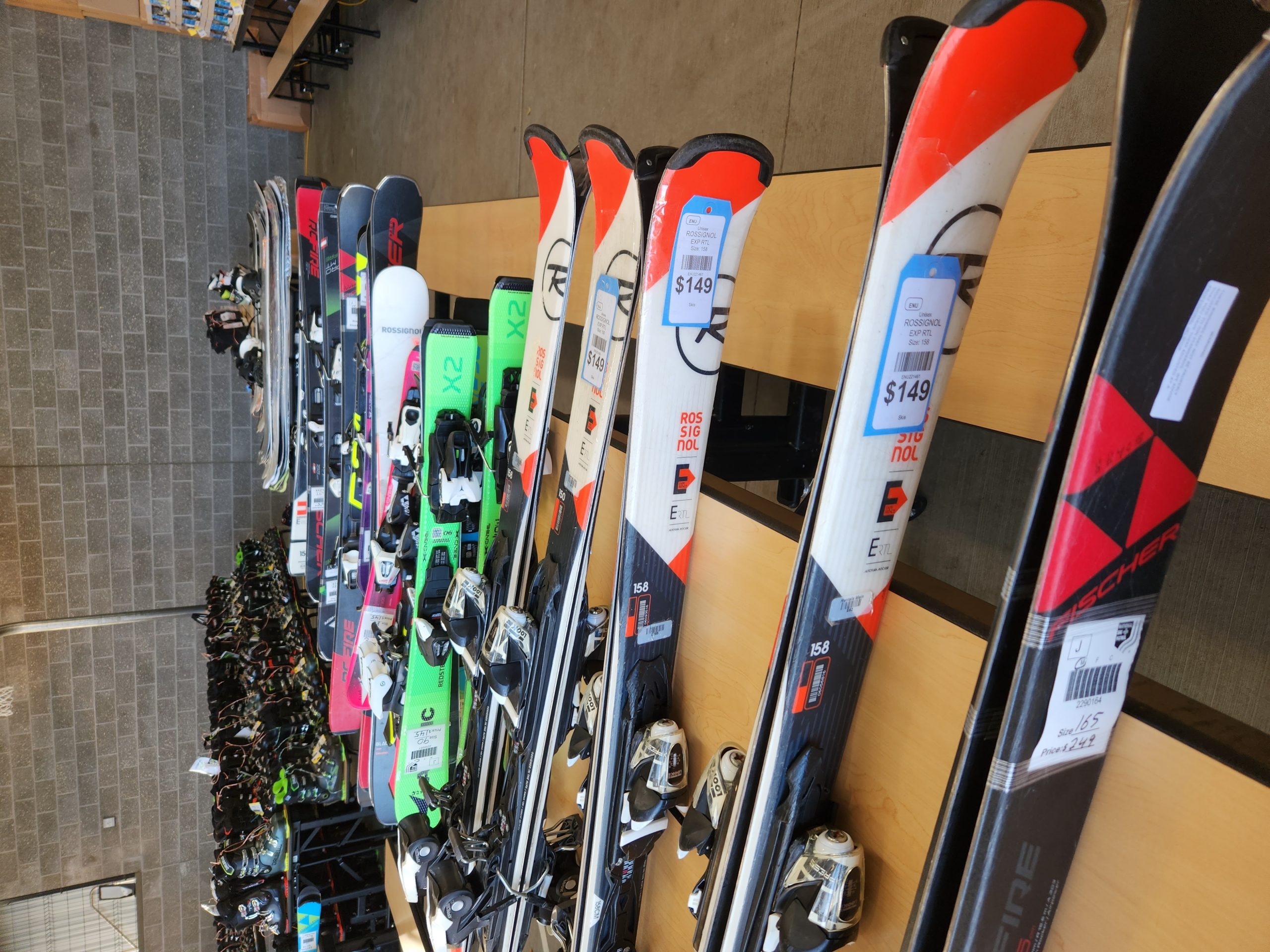 Skis on a table
